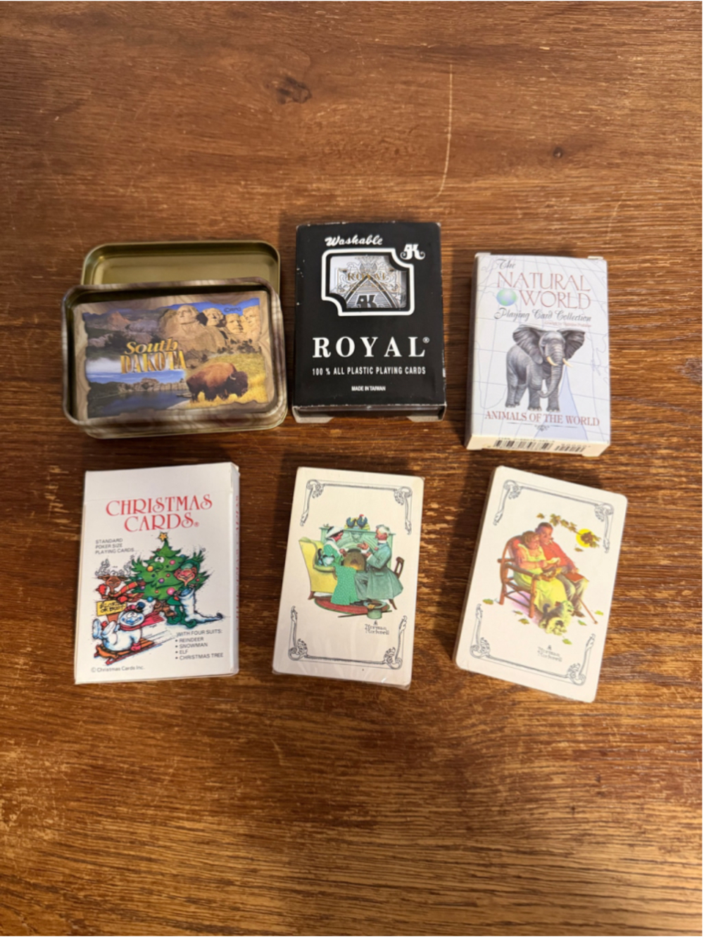 Lot of 6 Playing Card Decks 5 New Sealed Norman Rockwell Royal Christmas Souveni
